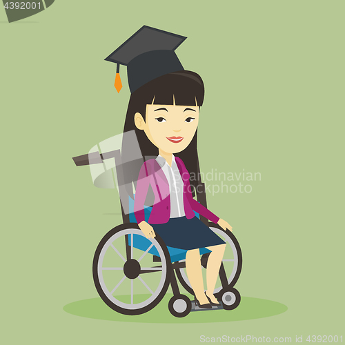 Image of Graduate sitting in wheelchair vector illustration