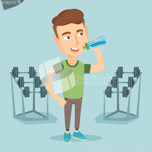 Image of Sportive man drinking water vector illustration.