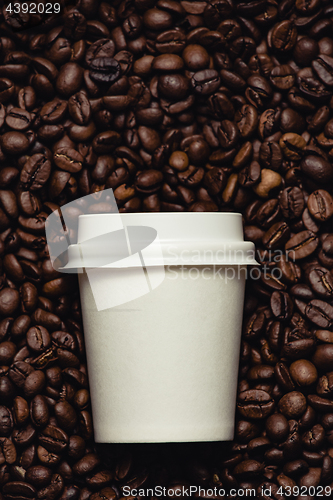 Image of Coffee beans with white cup.