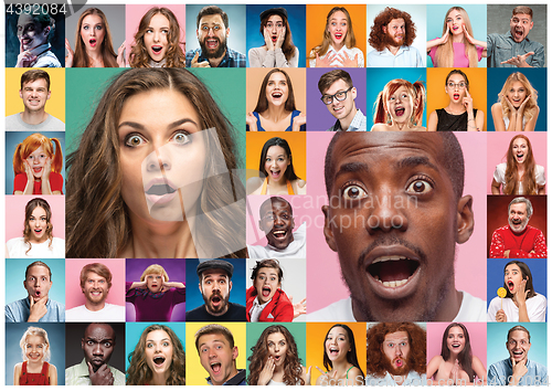 Image of The collage of surprised people