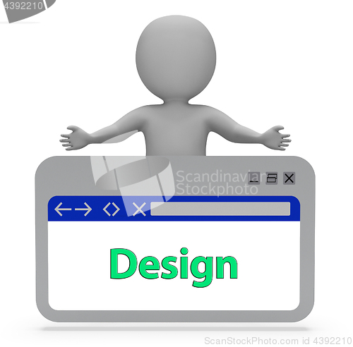 Image of Design Webpage Means Designer Designing 3d Rendering