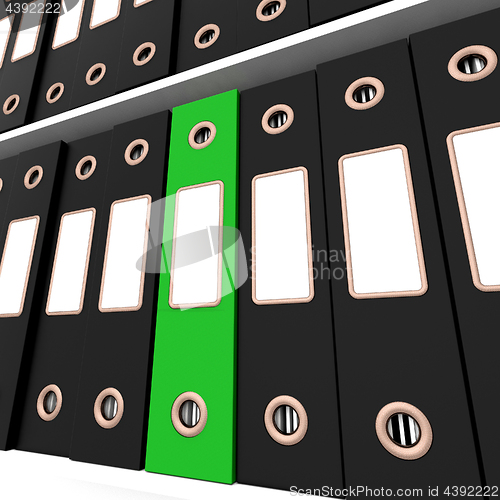 Image of Green File Amongst Black Ones For Getting Office Organized