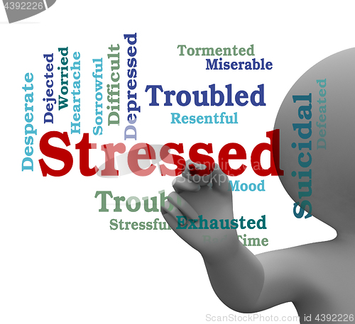 Image of Stressed Word Indicates Wordclouds Stresses 3d Rendering