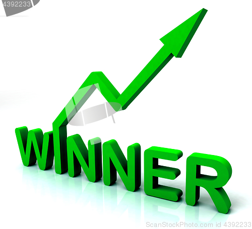 Image of Green Winner Word Shows Successes And Victory