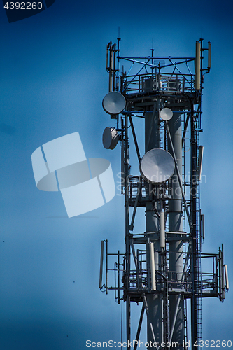 Image of transciever tower and blue sky