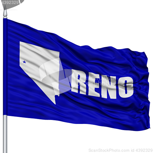 Image of Reno City Flag on Flagpole, USA