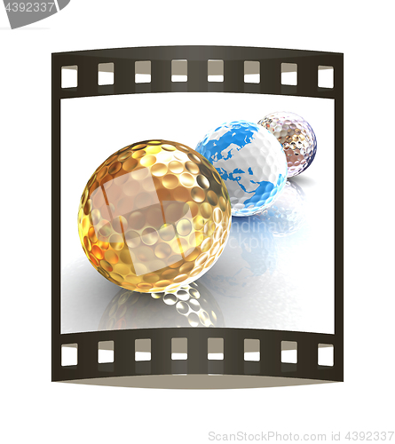 Image of Global golf winner concept with golf balls. 3d illustration. The