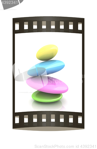 Image of Spa stones. 3D illustration. The film strip.