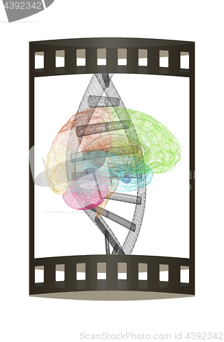 Image of DNA and heart medical concept. 3d illustration. The film strip.