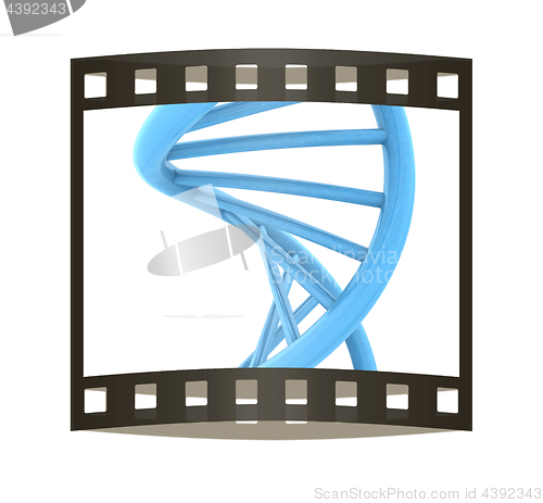 Image of DNA structure model on white. 3D illustration. The film strip.