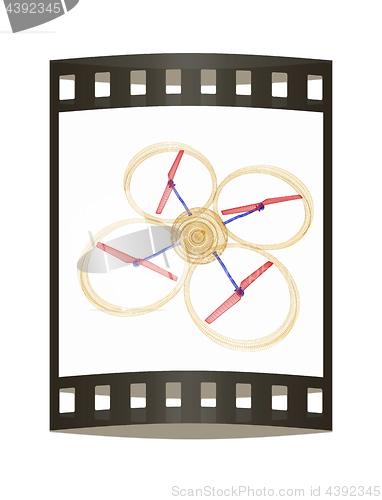 Image of Quadcopter Dron. 3d render. The film strip.