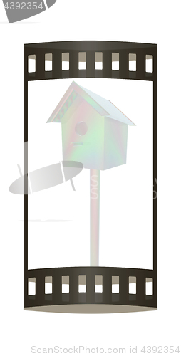 Image of birdhouse - souvenir. 3d illustration. The film strip.