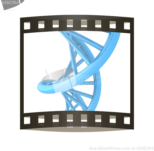 Image of DNA structure model on white. 3D illustration. The film strip.