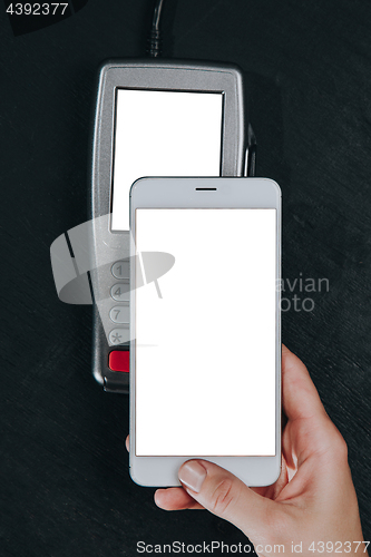 Image of Contactless smartphone payment.