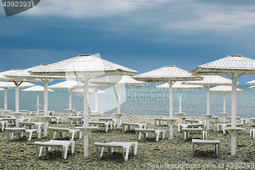 Image of The empty sea on cloudy day