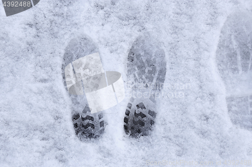 Image of Marks of shoes in the snow