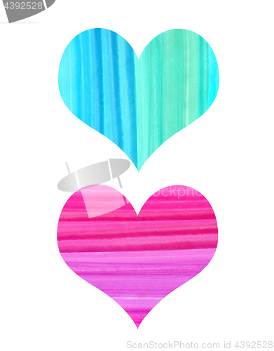 Image of Abstract hearts with watercolor pattern