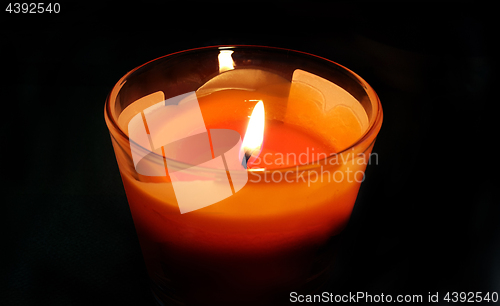 Image of Burning candle in the dark