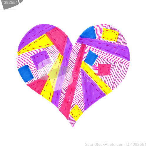 Image of Bright color heart with abstract pattern
