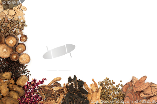 Image of Chinese Herbs Background Border