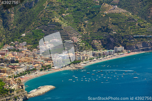 Image of High angle view of Minori and Maiori, Amalfi coast, Italy