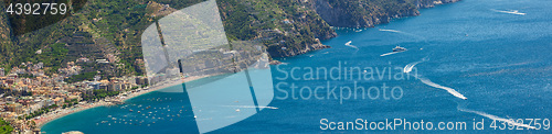 Image of High angle view of Minori and Maiori, Amalfi coast, Italy