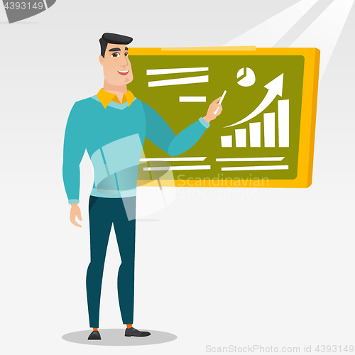 Image of Teacher writing on a chalkboard.