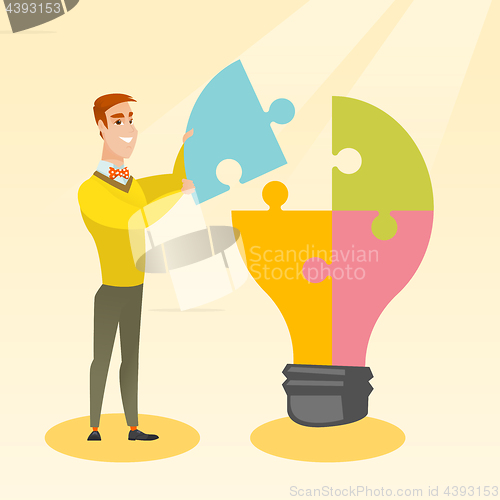 Image of Student with idea lightbulb vector illustration.