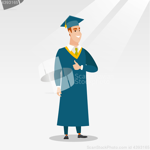 Image of Graduate giving thumb up vector illustration.