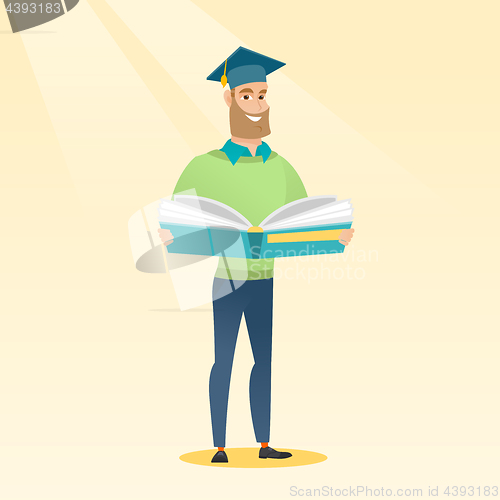 Image of Graduate with book in hands vector illustration.