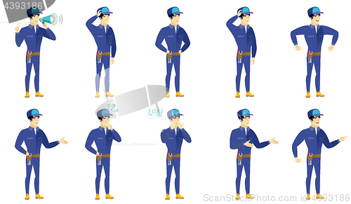 Image of Vector set of mechanic characters.