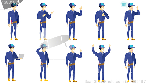 Image of Vector set of mechanic characters.