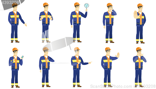 Image of Vector set of builder characters.