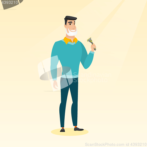 Image of Man shaving his face vector illustration.