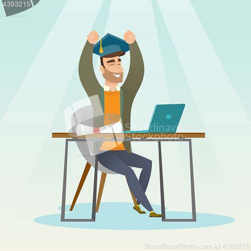 Image of Student using laptop for education.