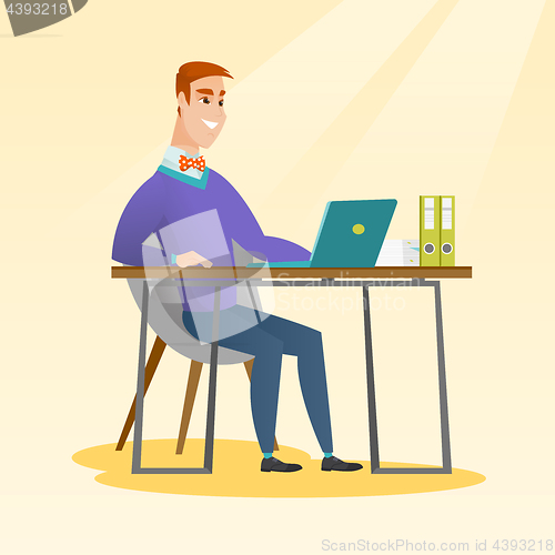 Image of Student using laptop for education.