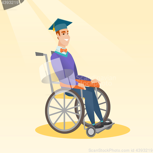 Image of Graduate sitting in wheelchair vector illustration