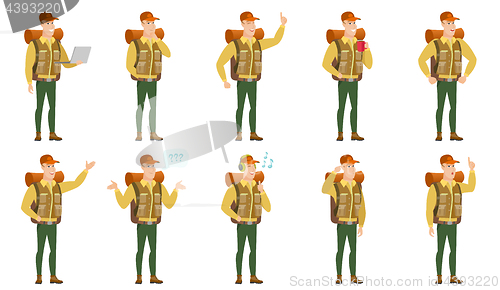 Image of Vector set of traveler characters.