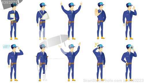 Image of Vector set of mechanic characters.