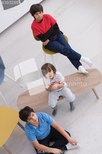 Image of boys in a new modern home