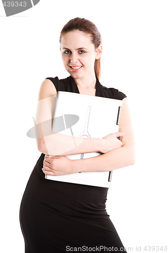 Image of Caucasian businesswoman with laptop