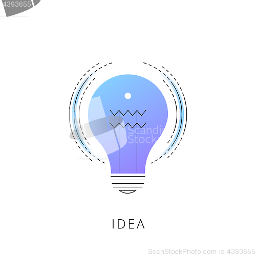 Image of Neon idea bulb vector line icon.