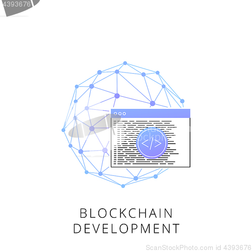 Image of Neon blockchain development vector line icon.