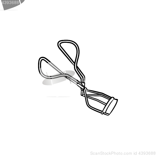 Image of Eyelash curler hand drawn sketch icon.