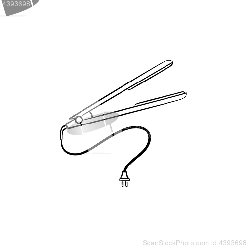 Image of Hair straightener hand drawn sketch icon.