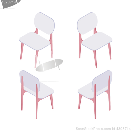 Image of Group of isometric illustration of white chairs.