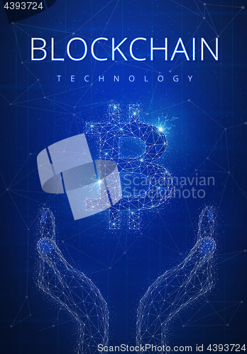 Image of Blockchain technology futuristic hud banner.