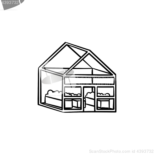 Image of Greenhouse hand drawn sketch icon.