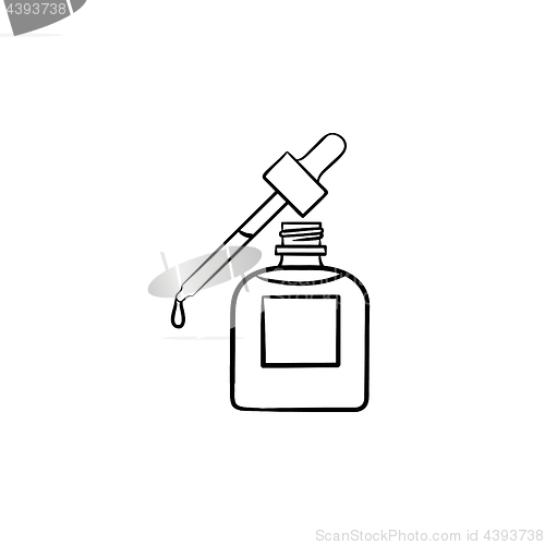 Image of Essential oil and pipette hand drawn sketch icon.