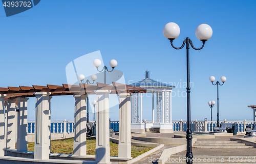 Image of Beautiful romantic gazebo in a park by the sea in Sillamae, Est